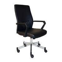 Sheldon Low Back Office Chair In Black Faux Leather With Wheels