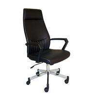 Sheldon High Back Office Chair In Black PU With Wheels