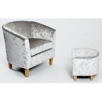 Shankar Crushed Velvet Tub Chair Set - Silver