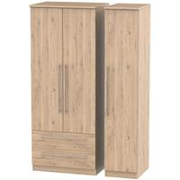 sherwood bordeaux oak triple wardrobe with 2 drawer