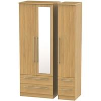 Sherwood Oak Triple Wardrobe - Tall with Mirror and Drawer