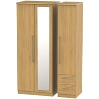 Sherwood Oak Triple Wardrobe with Mirror and 2 Drawer