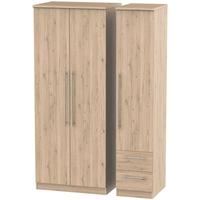 sherwood bordeaux oak triple wardrobe plain with 2 drawer