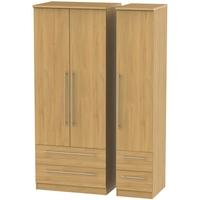 sherwood oak triple wardrobe with drawer