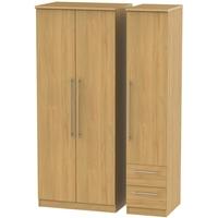 sherwood oak triple wardrobe plain with 2 drawer