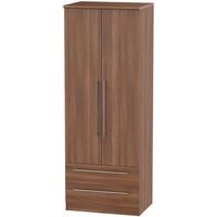 Sherwood Noche Walnut Wardrobe - Tall 2ft 6in with 2 Drawer