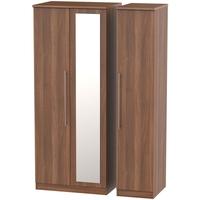 Sherwood Noche Walnut Triple Wardrobe with Mirror