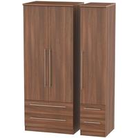 Sherwood Noche Walnut Triple Wardrobe with Drawer