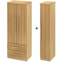 sherwood oak triple wardrobe with 2 drawer