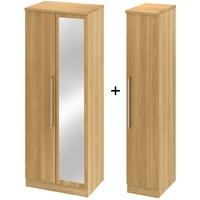 sherwood oak triple wardrobe with mirror