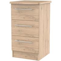 sherwood bordeaux oak bedside cabinet 3 drawer locker