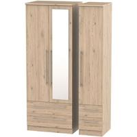 Sherwood Bordeaux Oak Triple Wardrobe - Tall with Mirror and Drawer