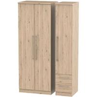 sherwood bordeaux oak triple wardrobe tall plain with 2 drawer