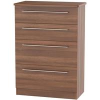 Sherwood Noche Walnut Chest of Drawer - 4 Drawer Deep