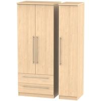 sherwood maple triple wardrobe with 2 drawer