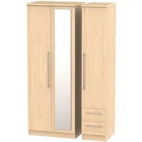 Sherwood Maple Triple Wardrobe - Tall 2 Drawer and Mirror