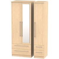 sherwood maple triple wardrobe tall with mirror and drawer