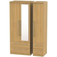 sherwood oak triple wardrobe with mirror and drawer