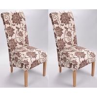 Shankar Mia Floral Dining Chair - Brown (Pair)