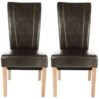 Shankar Versaille KD Brown Leather Match Chair (Pair)