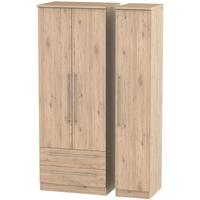 sherwood bordeaux oak triple wardrobe tall with 2 drawer