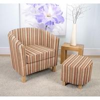 Shankar Stripe Fabric Tub Chair Set - Antique Gold