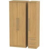 sherwood oak triple wardrobe tall plain with 2 drawer