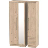 Sherwood Bordeaux Oak Triple Wardrobe - Tall 2 Drawer and Mirror