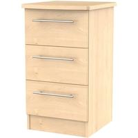 sherwood maple bedside cabinet 3 drawer locker