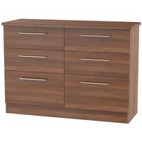 Sherwood Noche Walnut Chest of Drawer - 6 Drawer Midi