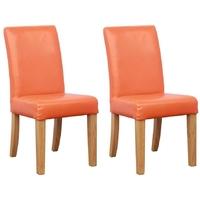 Shankar Bambi Kids Leather Match Orange Dining Chair (Pair)