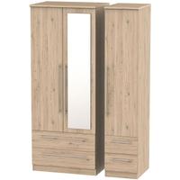 sherwood bordeaux oak triple wardrobe with mirror and drawer