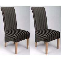 Shankar Krista Velvet Stripe Dining Chair - Charcoal (Pair)