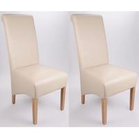 Shankar Krista Madras Leather Dining Chair - Ivory (Pair)
