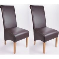 Shankar Krista Madras Leather Dining Chair - Chocolate (Pair)