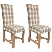 Shankar Richmond Herringbone Check Dining Chair - Brown (Pair)