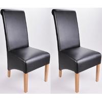 Shankar Krista Madras Leather Dining Chair - Black (Pair)