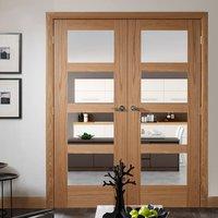 Shaker Oak French Door Pair with Clear Safety Glass