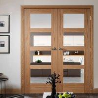 shaker oak french door pair with clear safety glass