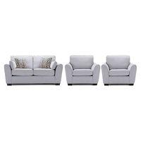 Shiloh Fabric 3 Seater and 2 Armchair Suite Silver