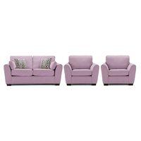 Shiloh Fabric 3 Seater and 2 Armchair Suite Lilac