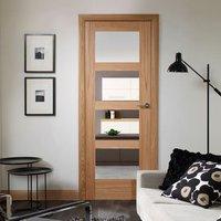 shaker oak 4 pane door with clear safety glass