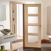 Shaker Oak 4 Pane Fire Door with Clear Safety Glass