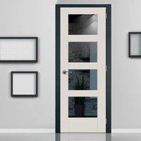 Shaker 4 Light White Primed Fire Door with Clear Glass, 30 Minute Fire Rated