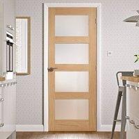 Shaker 4 Pane Oak 1/2 Hour Fire Rated Door with Obscure Fire Rated Glass