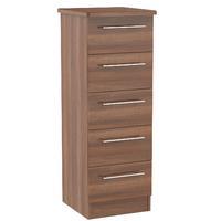 sherwood 5 drawer tallboy walnut