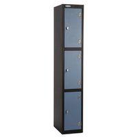 SHOCKPROOF TRESPA DOOR LOCKER BLACK BODY BLUE DOOR HWD: 1780X305X380