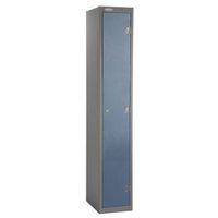 SHOCKPROOF TRESPA DOOR LOCKER SILVER BODY BLUE DOOR HWD: 1780X305X380