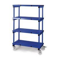 SHELVING, PLASTIC - MOBILE BLUE WITH BLACK FITTINGS 1565 x 2000 x 600