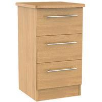 sherwood 3 drawer tall bedside cabinet oak